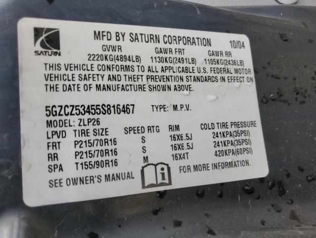 5GZCZ53455S816467 - 2005 SATURN VUE SILVER photo 13