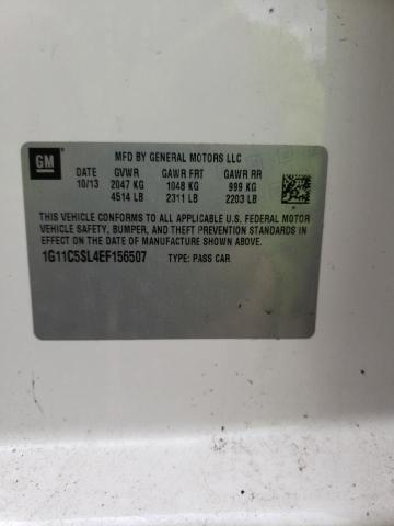 1G11C5SL4EF156507 - 2014 CHEVROLET MALIBU 1LT WHITE photo 12