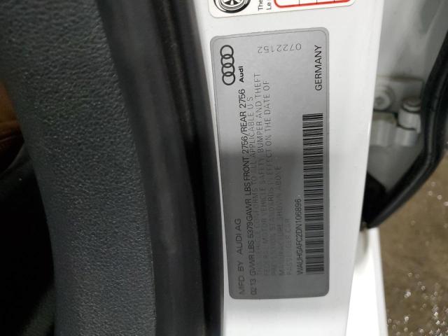 WAUHGAFC2DN106896 - 2013 AUDI A6 PRESTIGE თეთრი ფოტო 12