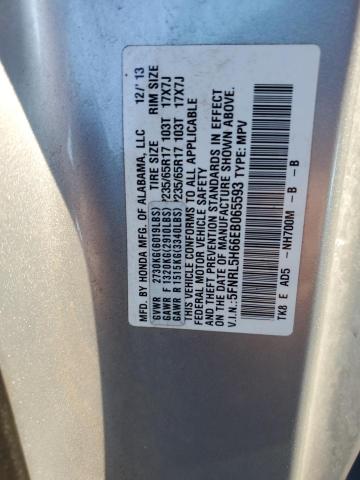 5FNRL5H66EB065593 - 2014 HONDA ODYSSEY EXL SILVER photo 13