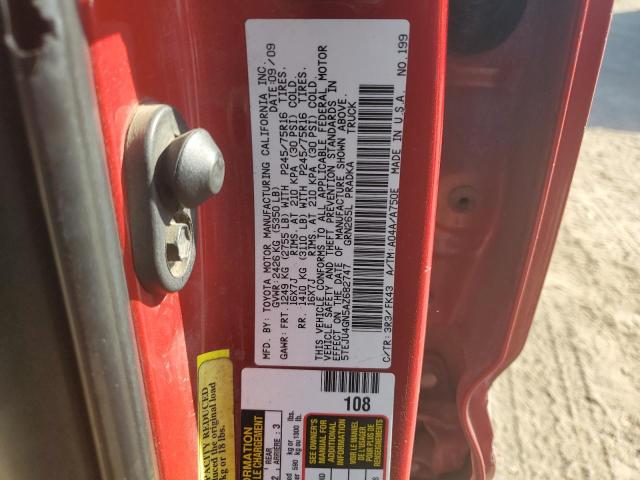 5TEJU4GN5AZ682747 - 2010 TOYOTA TACOMA DOUBLE CAB PRERUNNER RED photo 12