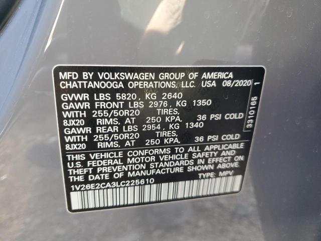 1V26E2CA3LC225610 - 2020 VOLKSWAGEN ATLAS CROS SE CHARCOAL photo 13