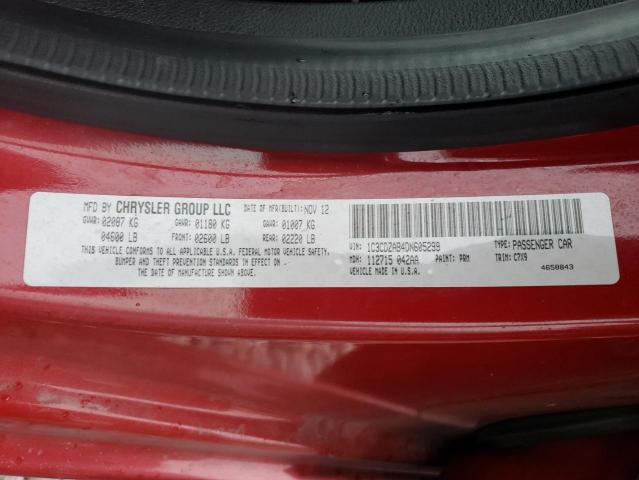 1C3CDZAB4DN605299 - 2013 DODGE AVENGER SE RED photo 12