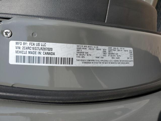 2C4RC1EG7LR287020 - 2020 CHRYSLER PACIFICA TOURING L PLUS GRAY photo 13