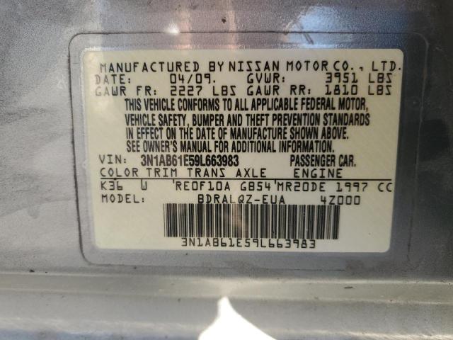 3N1AB61E59L663983 - 2009 NISSAN SENTRA 2.0 SILVER photo 12