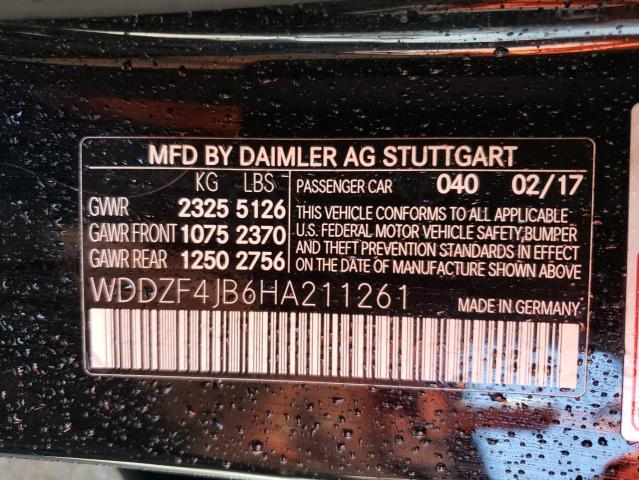 WDDZF4JB6HA211261 - 2017 MERCEDES-BENZ E 300 BLACK photo 12