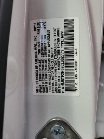 5J6TF2H59CL002771 - 2012 HONDA CROSSTOUR EXL თეთრი ფოტო 12