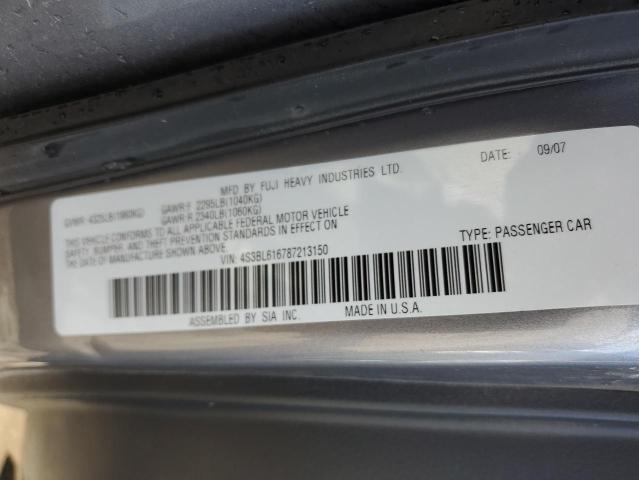 4S3BL616787213150 - 2008 SUBARU LEGACY 2.5I GRAY photo 12