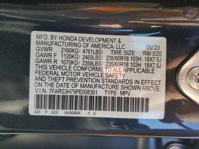 7FARS3H79PE008361 - 2023 HONDA CR-V EXL GRAY photo 12