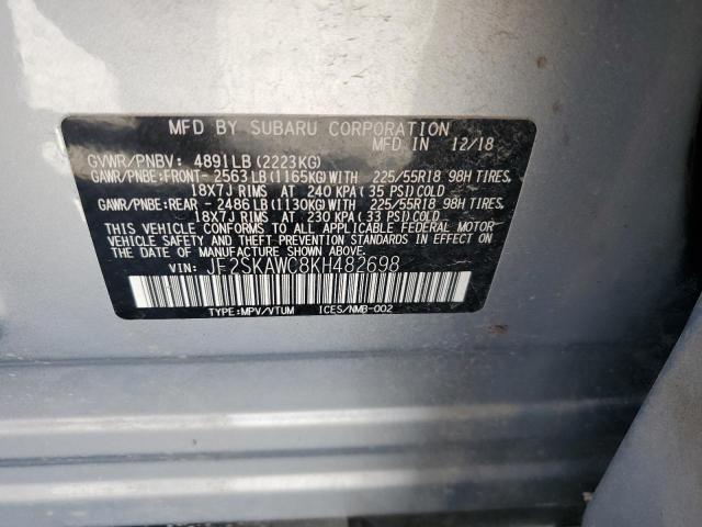 JF2SKAWC8KH482698 - 2019 SUBARU FORESTER TOURING 银色 照片 13