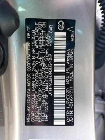 JTHP9JBH7M2054059 - 2021 LEXUS UX 250H SILVER photo 14