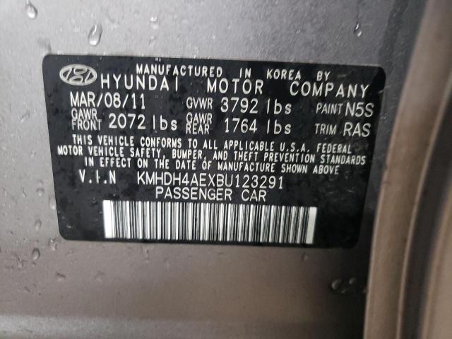 KMHDH4AEXBU123291 - 2011 HYUNDAI ELANTRA GLS SILVER photo 12