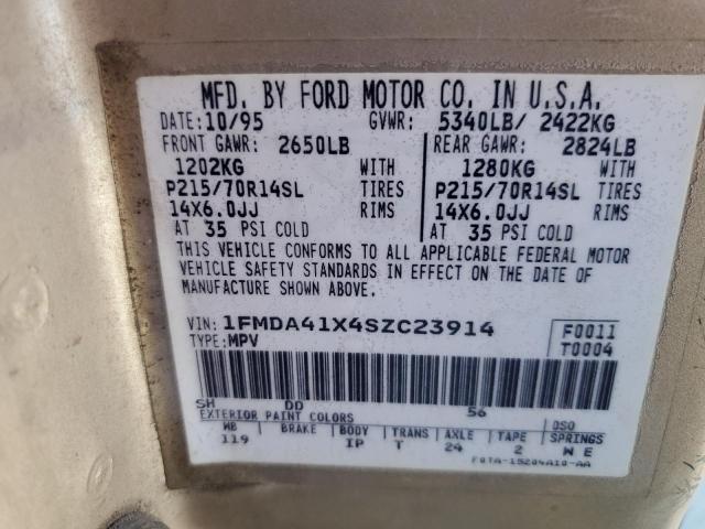 1FMDA41X4SZC23914 - 1995 FORD AEROSTAR GREEN photo 12