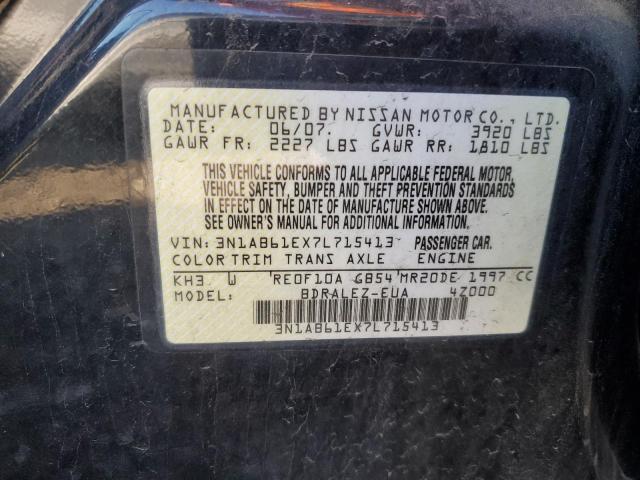 3N1AB61EX7L715413 - 2007 NISSAN SENTRA 2.0 BLACK photo 12