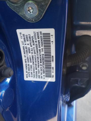 19XFC1F7XHE202214 - 2017 HONDA CIVIC EXL 蓝色 照片 13