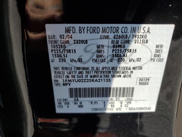 1FMYU02Z25KA21135 - 2005 FORD ESCAPE XLS BLACK photo 14