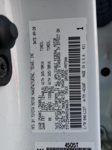 5TFCZ5AN6MX246638 - 2021 TOYOTA TACOMA DOUBLE CAB WHITE photo 12