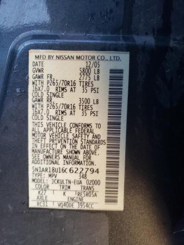 5N1AR18U16C622794 - 2006 NISSAN PATHFINDER LE 灰色 照片 12