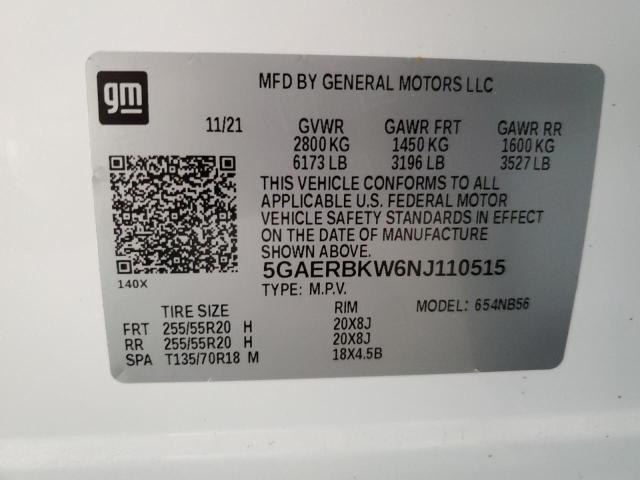 5GAERBKW6NJ110515 - 2022 BUICK ENCLAVE ESSENCE 白色 照片 13