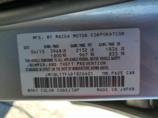 JM1BL1TF4D1826601 - 2013 MAZDA 3 I SILVER photo 12