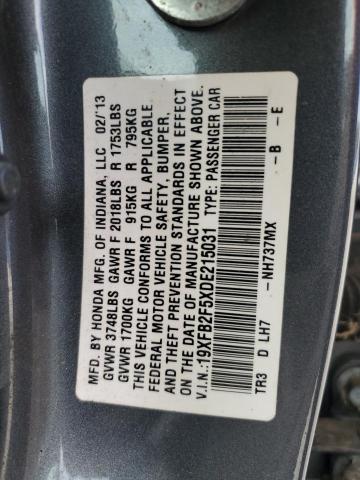 19XFB2F5XDE215031 - 2013 HONDA CIVIC LX GRAY photo 12