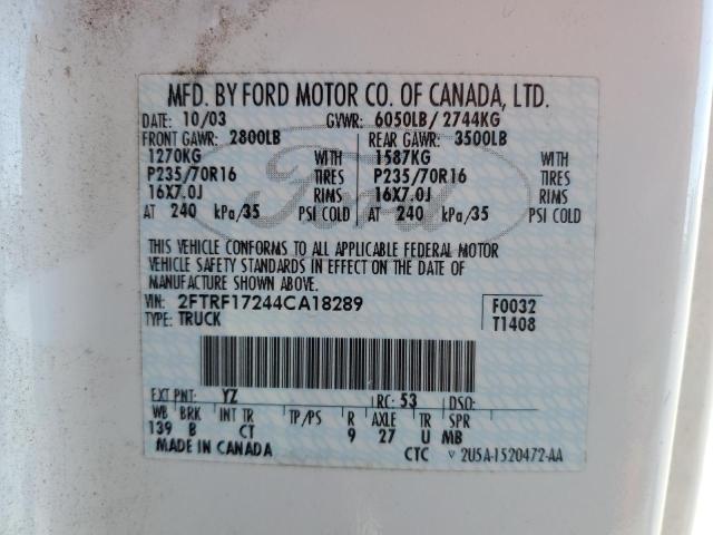 2FTRF17244CA18289 - 2004 FORD F-150 HERI CLASSIC WHITE photo 13