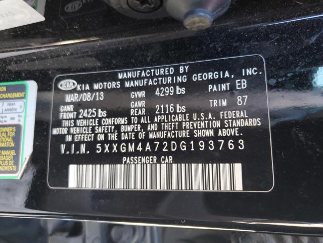 5XXGM4A72DG193763 - 2013 KIA OPTIMA LX BLACK photo 12