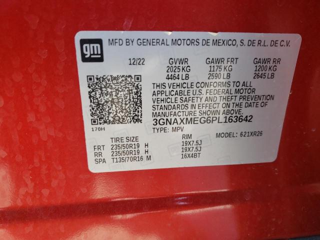 3GNAXMEG6PL163642 - 2023 CHEVROLET EQUINOX RS RED photo 14