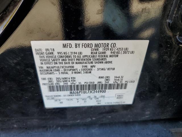 MAJ6P1UL7JC244900 - 2018 FORD ECOSPORT SE BLACK photo 12