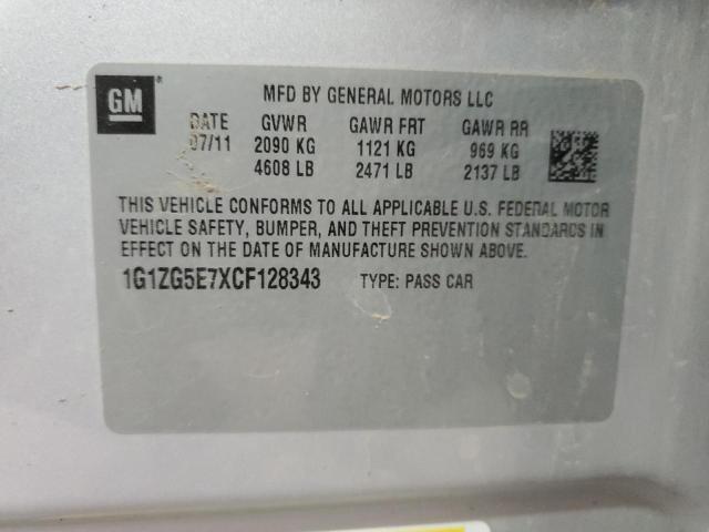 1G1ZG5E7XCF128343 - 2012 CHEVROLET MALIBU LTZ ვერცხლისფერი ფოტო 12