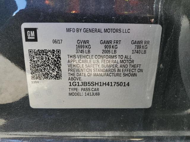 1G1JB5SH1H4175014 - 2017 CHEVROLET SONIC LS GRAY photo 12