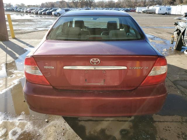 JTDBE32K240273666 - 2004 TOYOTA CAMRY LE BURGUNDY photo 6