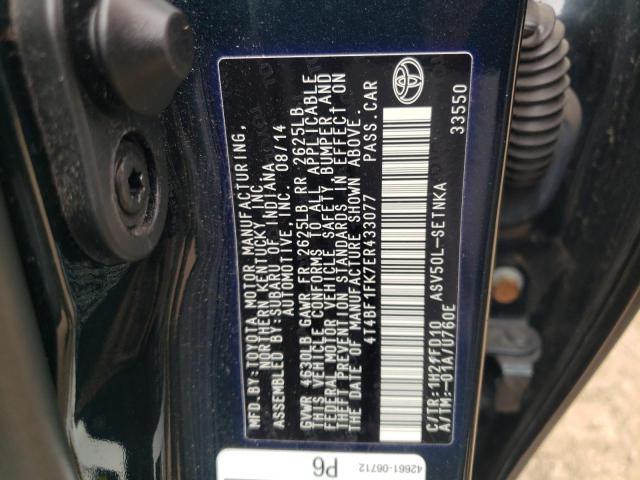 4T4BF1FK7ER433077 - 2014 TOYOTA CAMRY L BLACK photo 12