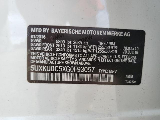 5UXKU0C5XG0F93057 - 2016 BMW X6 SDRIVE35I WHITE photo 13