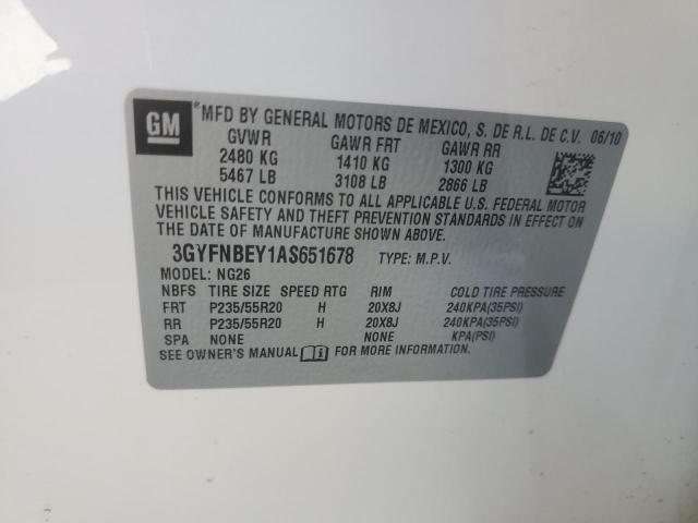 3GYFNBEY1AS651678 - 2010 CADILLAC SRX PERFORMANCE COLLECTION Blanc photo 13