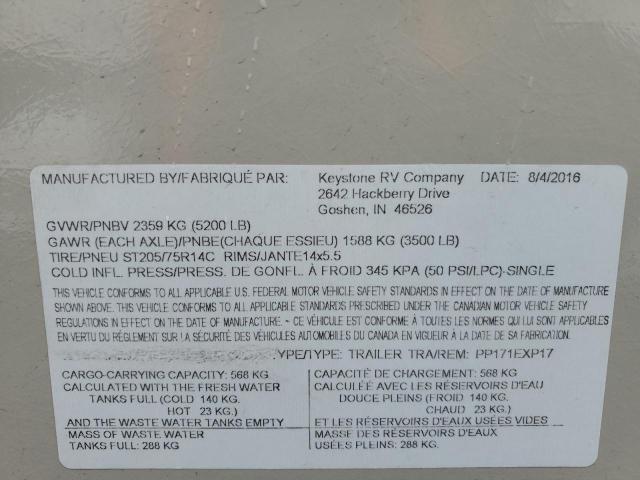 4YDT1712XHT412579 - 2017 KEYSTONE PASSPORT BROWN photo 10