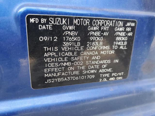 JS2YB5A37D6101709 - 2013 SUZUKI SX4 BLUE photo 13