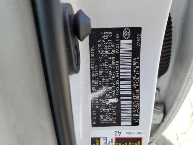 4T1BK3DB2CU442948 - 2012 TOYOTA AVALON BASE 白色 照片 12