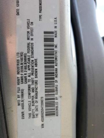 4S3BE625347209073 - 2004 SUBARU LEGACY L SPECIAL SILVER photo 12