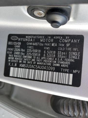 KM8JU3AC5AU041099 - 2010 HYUNDAI TUCSON GLS SILVER photo 12