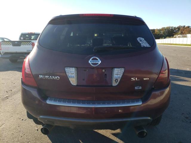 JN8AZ08WX6W532482 - 2006 NISSAN MURANO SL BURGUNDY photo 6