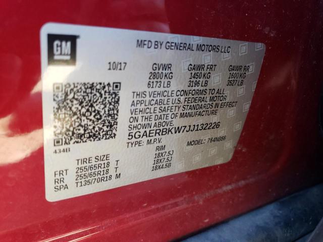 5GAERBKW7JJ132226 - 2018 BUICK ENCLAVE ESSENCE ბურგუნდია ფოტო 14