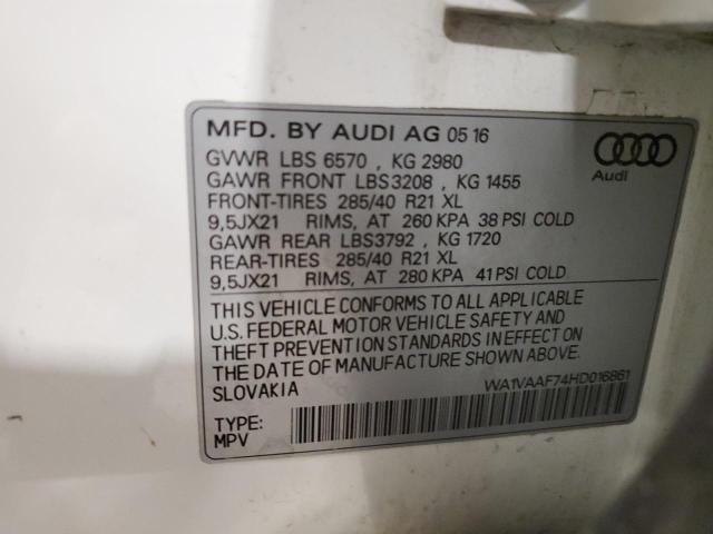 WA1VAAF74HD016861 - 2017 AUDI Q7 PRESTIGE WHITE photo 13