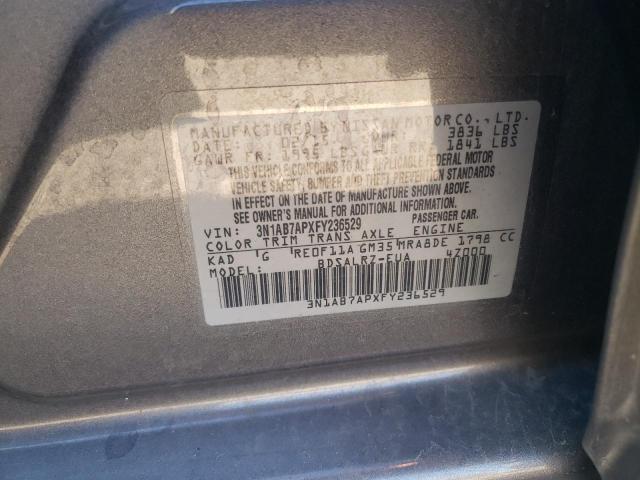 3N1AB7APXFY236529 - 2015 NISSAN SENTRA S SILVER photo 12