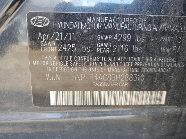 5NPEB4AC8BH288310 - 2011 HYUNDAI SONATA GLS CHARCOAL photo 12