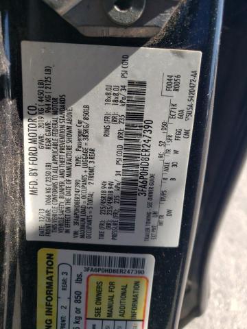 3FA6P0HD8ER247390 - 2014 FORD FUSION SE BLACK photo 12