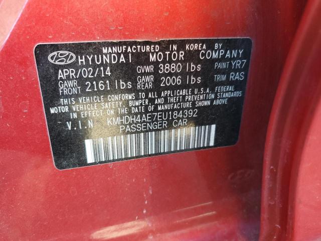 KMHDH4AE7EU184392 - 2014 HYUNDAI ELANTRA SE RED photo 12