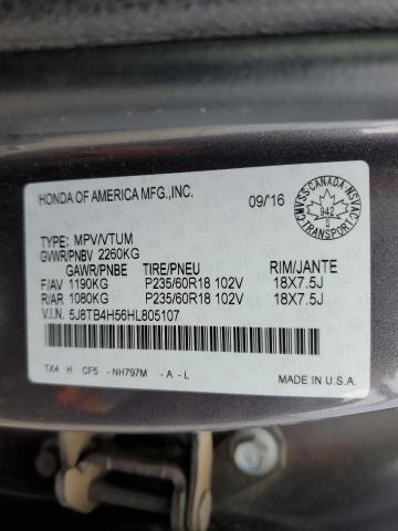 5J8TB4H56HL805107 - 2017 ACURA RDX TECHNOLOGY GRAY photo 13