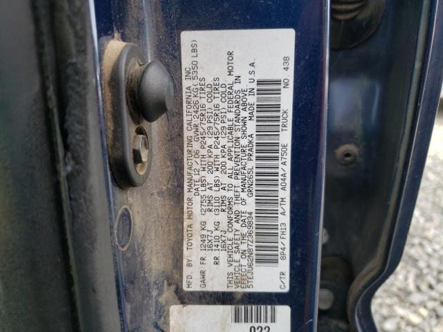 5TEJU62N87Z369834 - 2007 TOYOTA TACOMA DOUBLE CAB PRERUNNER BLUE photo 12