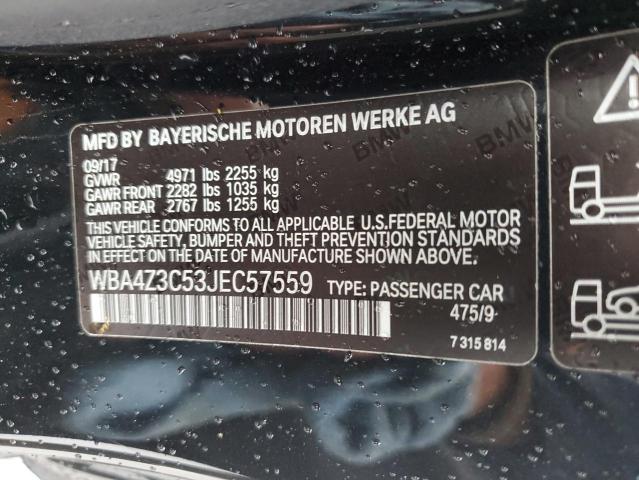 WBA4Z3C53JEC57559 - 2018 BMW 430XI BLACK photo 12